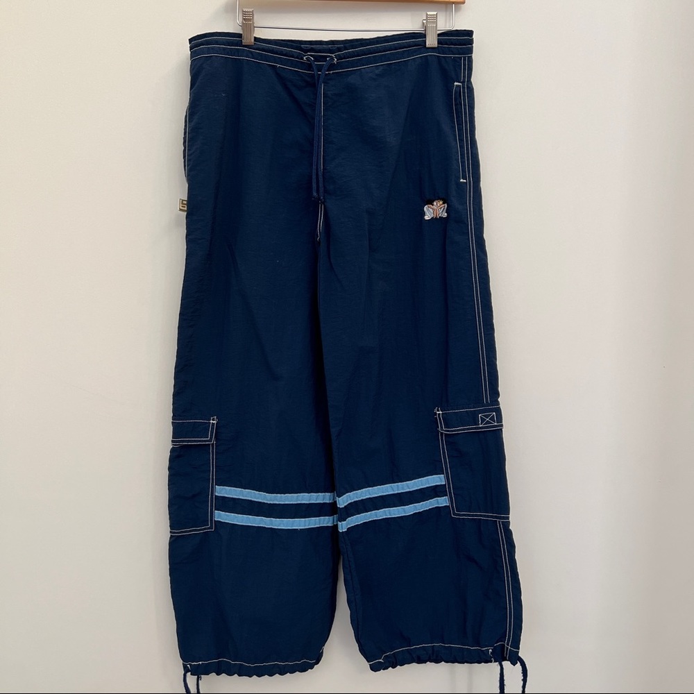 Vintage Nineties navy parachute pants, sz XS.